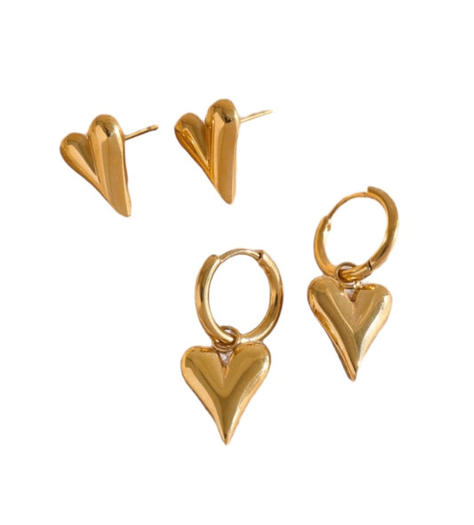 Heart Huggie Hoop Earrings Gold & Silver