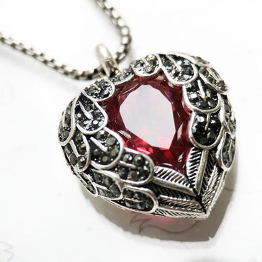 VAIGE Radiant Red Winged Heart Pendant Necklace in 925 Sterling Silver