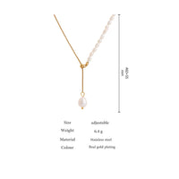 VAIGE Luxurious Gold and Pearl Lariat Necklace