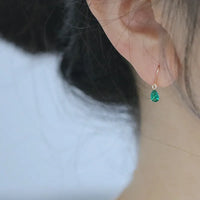 VAIGE Elegant Green Zircon Water Drop S925 Sterling Silver Stud Earrings