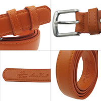 VAIGE Genesis Luxe Leather Belt with Silver Buckle - Available in Bold Colors like Black, White, and Red