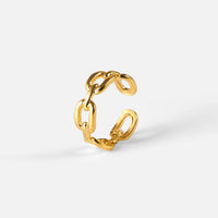 VAIGE Adjustable Twisted Link Chain Open Rings - 18k Gold Plated Stainless Steel Jewelry for Elegant Occasions