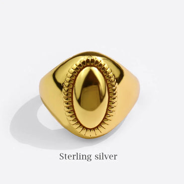 VAIGE Elegant Silver and Gold Oval .925 Sterling Ring