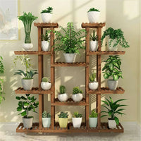 VAIGE 46in Pine Wood Multi-Tier Plant Stand with 9 Shelves for Indoor Outdoor Flower Display