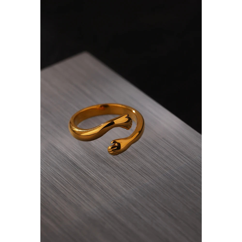 VAIGE Luxe Gold-Plated Embrace Arms Stainless Steel Ring in Silver and Rose Gold