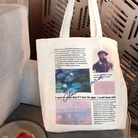 VAIGE Artistic Canvas Tote Bag in Vintage Blue and Cream