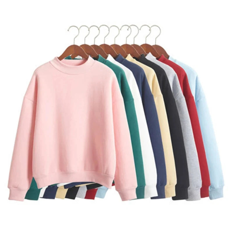 VAIGE Cute Loose Fleece Pullover Hoodies in 9 Colors, M-XXL, Thick Knit Sweatshirt with Turtleneck Design