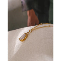 VAIGE Stainless Steel Natural Pearl Pendant Necklace with 18K Gold Plated Chain