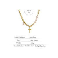Natural Pearl Stainless Steel Cross Necklace