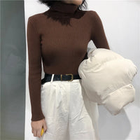 VAIGE Soft Warm Knitted Ribbed Turtleneck Pullover Sweater - Thick Long Sleeve Slim Jumper in Acrylic and Cotton Blend