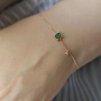 VAIGE 925 Sterling Silver Emerald Crystal Chain Bracelet Light Luxury Temperament Plating 14k Gold Jewelry Gift