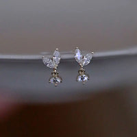 VAIGE 925 Sterling Silver French Simple Crystal Bud Stud Earrings Light Luxury Temperament Wedding Jewelry Gift