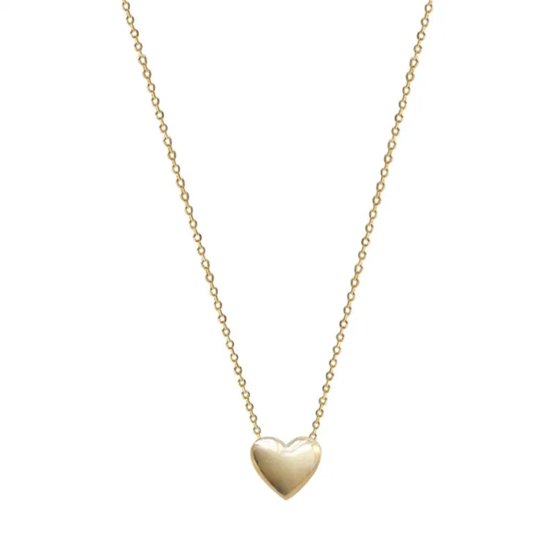 VAIGE 925 Sterling Silver Glossy Heart Pendant Necklace with 14K Gold Plating for Elegant Occasions