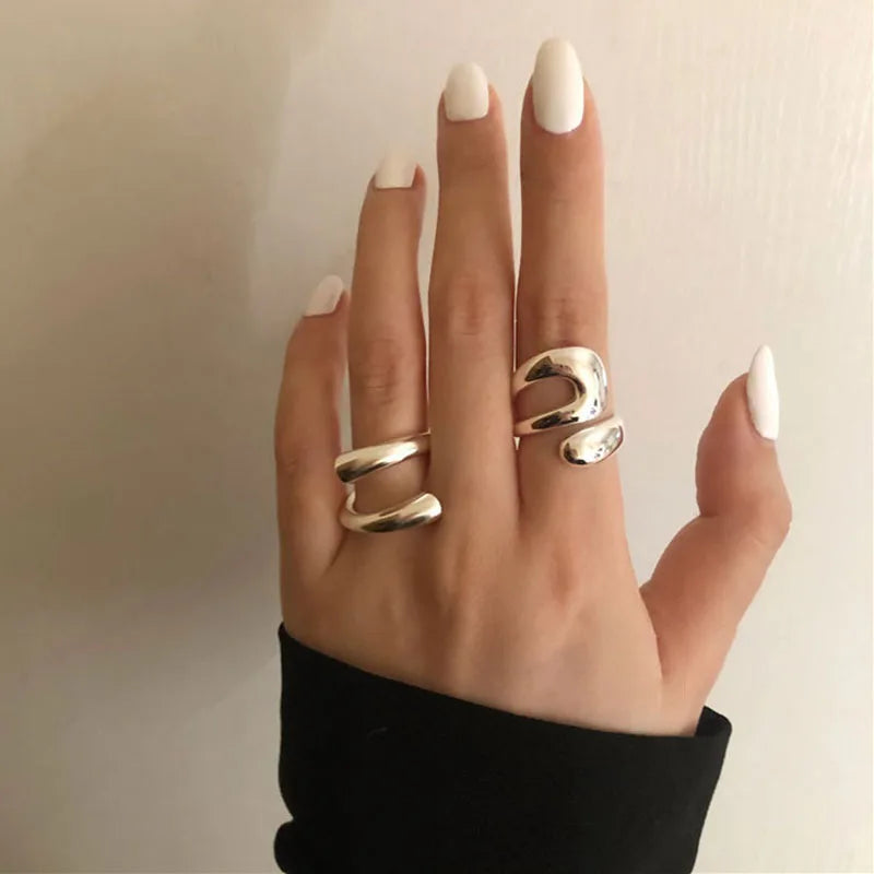 VAIGE Minimalist Silver Geometric Hollow Rings for Fashionable Occasions - Stylish Cubic Zirconia Jewelry Gifts