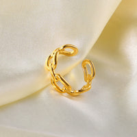 VAIGE Adjustable Twisted Link Chain Open Rings - 18k Gold Plated Stainless Steel Jewelry for Elegant Occasions