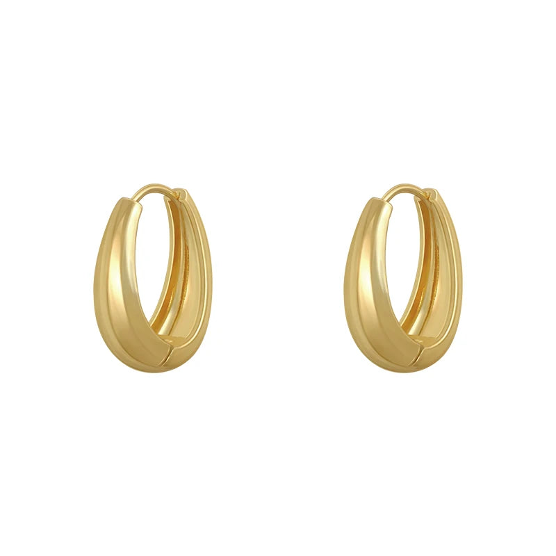 VAIGE Classic Copper Alloy Smooth Metal Hoop Earrings for Daily Fashion Wear