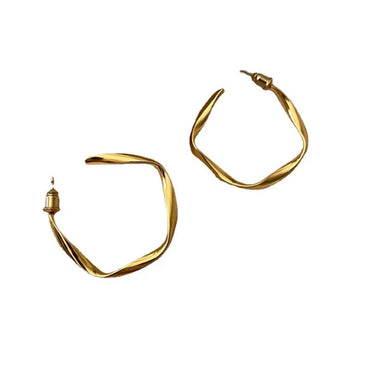 VAIGE Luxe Gold and Silver Twisted C-Shaped Vintage Earrings