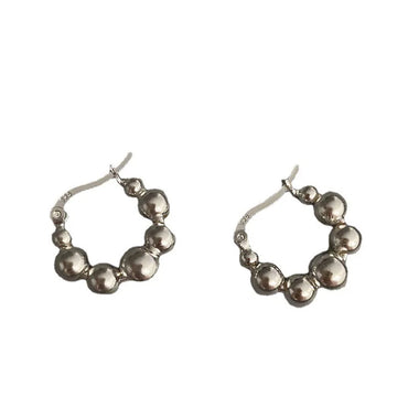 VAIGE Dazzling Silver Bead Hoop Earrings