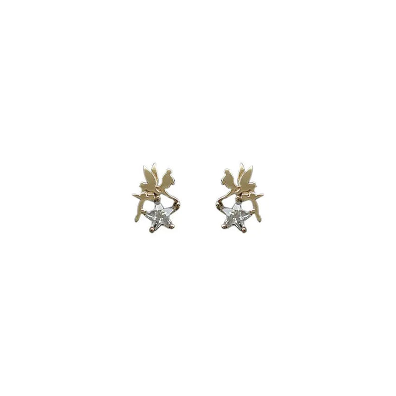 VAIGE Shiny Zircon Star Elf S925 Sterling Silver Stud Earrings - Lucky Charm Banquet Jewelry