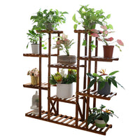 VAIGE 46in Pine Wood Multi-Tier Plant Stand with 9 Shelves for Indoor Outdoor Flower Display