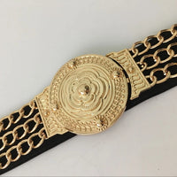 VAIGE Elegant Floral Gold Chain Waist Belt