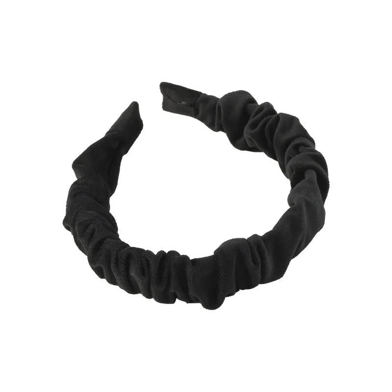 VAIGE Winter Velvet Bezel Hair Band with Pearl Cross Design, Black Leather Braided Headband for Casual Wear