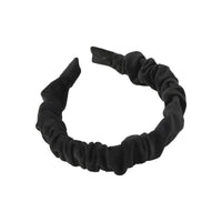 VAIGE Winter Velvet Bezel Hair Band with Pearl Cross Design, Black Leather Braided Headband for Casual Wear