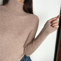 VAIGE Soft Warm Knitted Ribbed Turtleneck Pullover Sweater - Thick Long Sleeve Slim Jumper in Acrylic and Cotton Blend