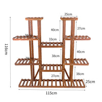 VAIGE 46in Pine Wood Multi-Tier Plant Stand with 9 Shelves for Indoor Outdoor Flower Display