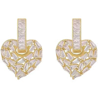 VAIGE Luxury Zircon Inlaid Peach Heart Drop Earrings - Multi-Wearing Style Fashion Jewelry