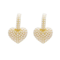 VAIGE Elegant Simulated Pearl Heart Dangle Earrings - Luxury Copper Alloy Fashion Jewelry