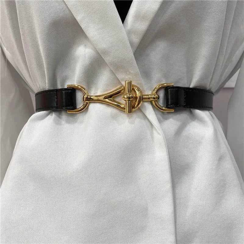 VAIGE Luxe Gold & Silver Leather Belt