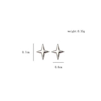 VAIGE S925 Sterling Silver Classic Four-Pointed Star Stud Earrings with Plating Treatment, 0.7*0.6cm Size