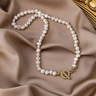 VAIGE Irregular Baroque Freshwater Pearl Choker Necklace in Elegant White