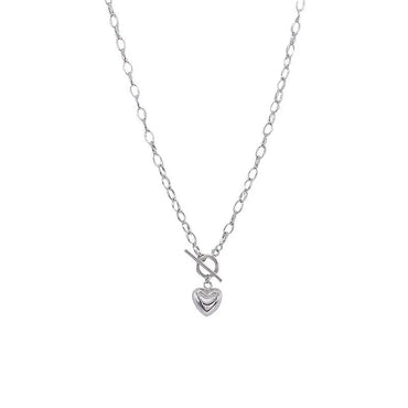 VAIGE Dazzling Silver Heart Toggle Necklace