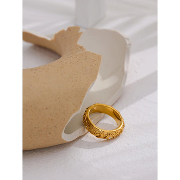 Sun Star Moon Stainless Steel Gold Ring