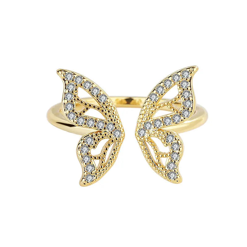 VAIGE Elegant Silver Wedding Rings with Sparkling Butterfly Zircon for Special Occasions