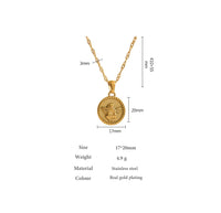 VAIGE Stainless Steel Angel Cherub Coin Necklace Gold