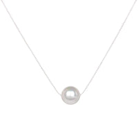 VAIGE 925 Sterling Silver Pearl Pendant Necklace - Elegant Jewelry Gift, Adjustable Chain 37.5+8cm, Fine Classic Design