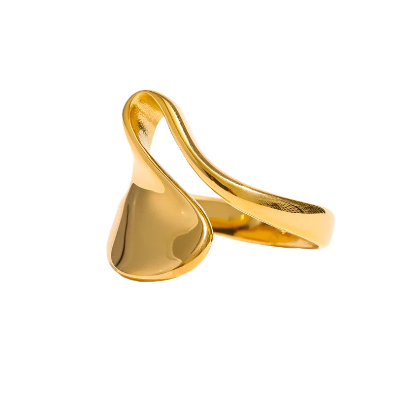 VAIGE Irregular Golden Geometric Cocktail Ring in 316L Stainless Steel - Minimalist Fashion Jewelry