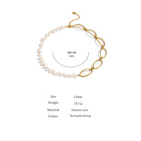 VAIGE Elegant Gold-Plated Stainless Steel and Pearl Choker Necklace in White and Gold