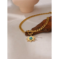 VAIGE Elegant Gold-Plated Sun Ray Stone Toggle Necklace in Radiant Gold