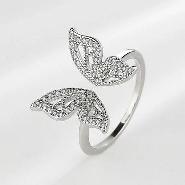 VAIGE Elegant Silver Wedding Rings with Sparkling Butterfly Zircon for Special Occasions