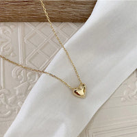 VAIGE 925 Sterling Silver Glossy Heart Pendant Necklace with 14K Gold Plating for Elegant Occasions