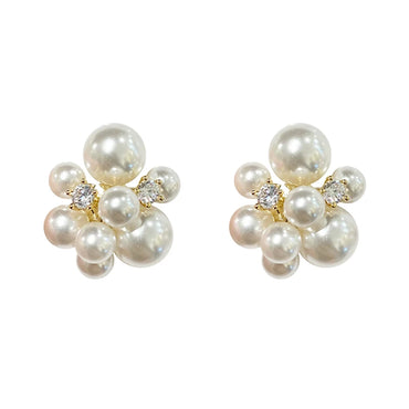 VAIGE Elegant Irregular Simulated Pearl Stud Earrings with Copper Alloy Backing – Unique Fireworks Design for Fashionable Accessories