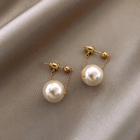 VAIGE Elegant Simulated Pearl Dangle Earrings – Classic Copper Alloy Accessories for Parties and Special Occasions