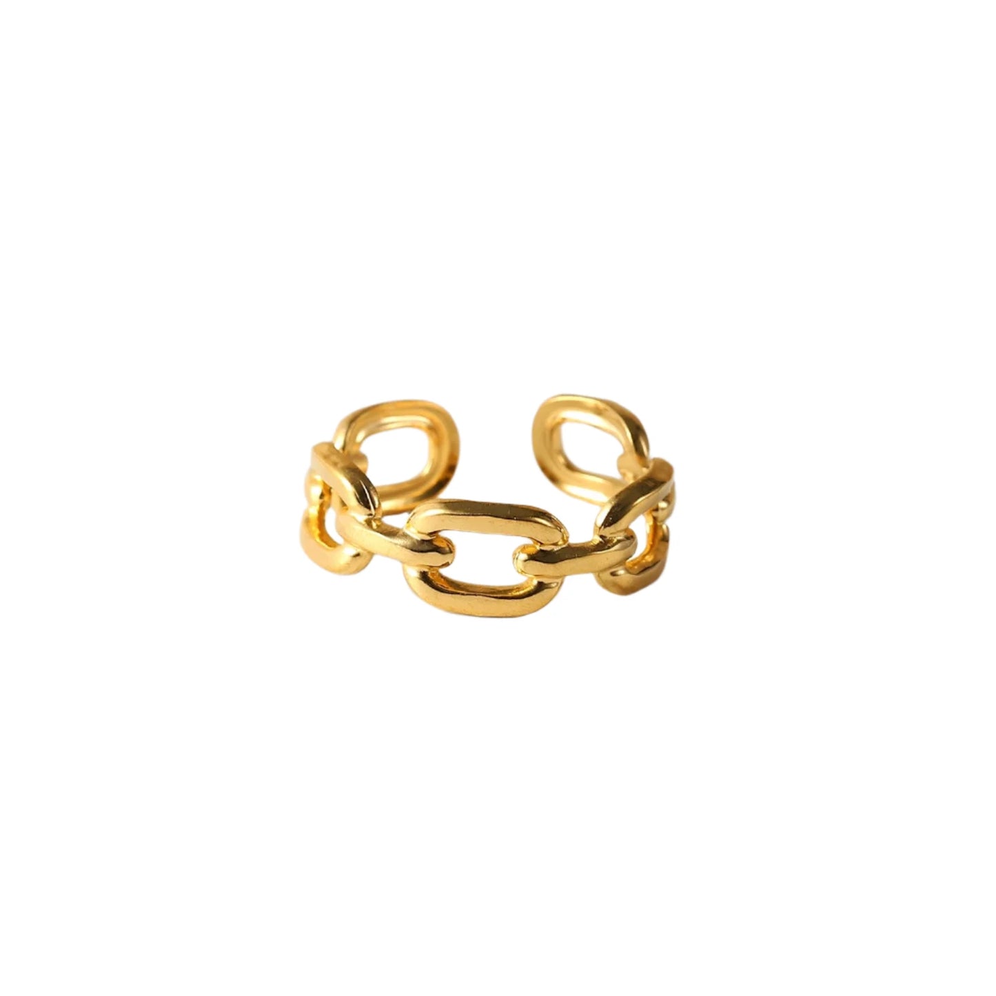 VAIGE Adjustable Twisted Link Chain Open Rings - 18k Gold Plated Stainless Steel Jewelry for Elegant Occasions