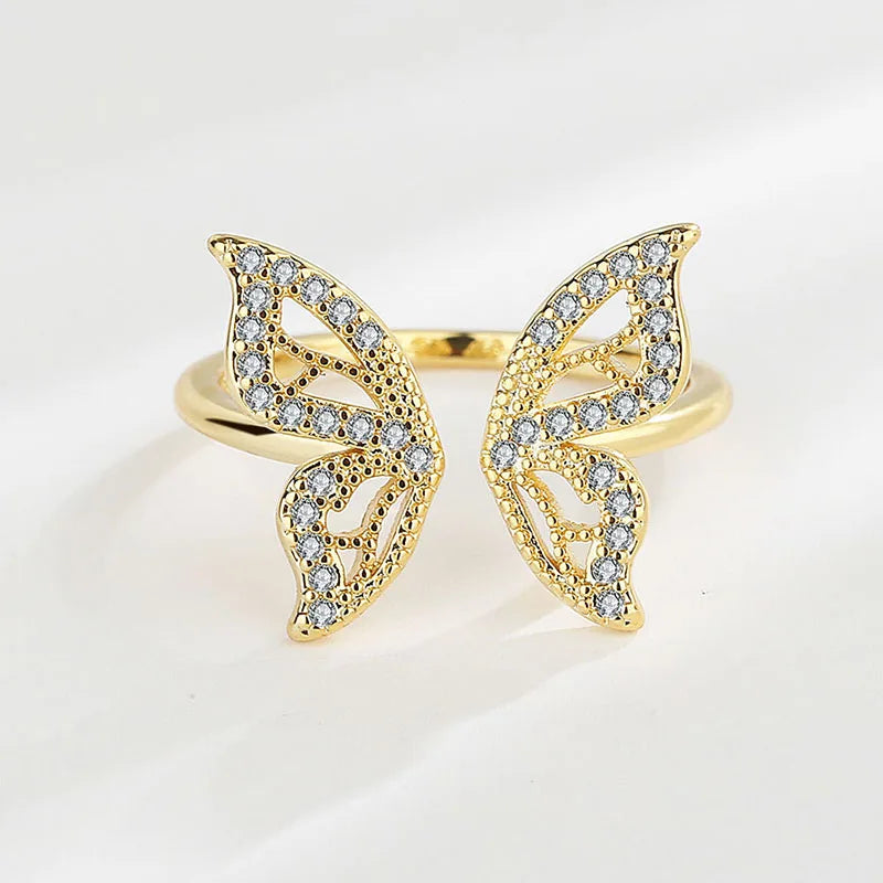 VAIGE Elegant Silver Wedding Rings with Sparkling Butterfly Zircon for Special Occasions