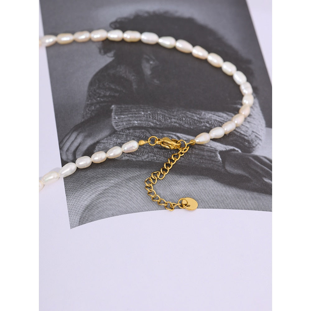 Pearl Necklace Hammered Crescent Moon Necklace