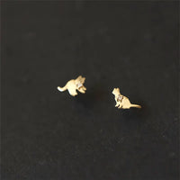 VAIGE 925 Sterling Silver Cat Stud Earrings with Zircon and 14K Gold Plating - Cute and Elegant Jewelry